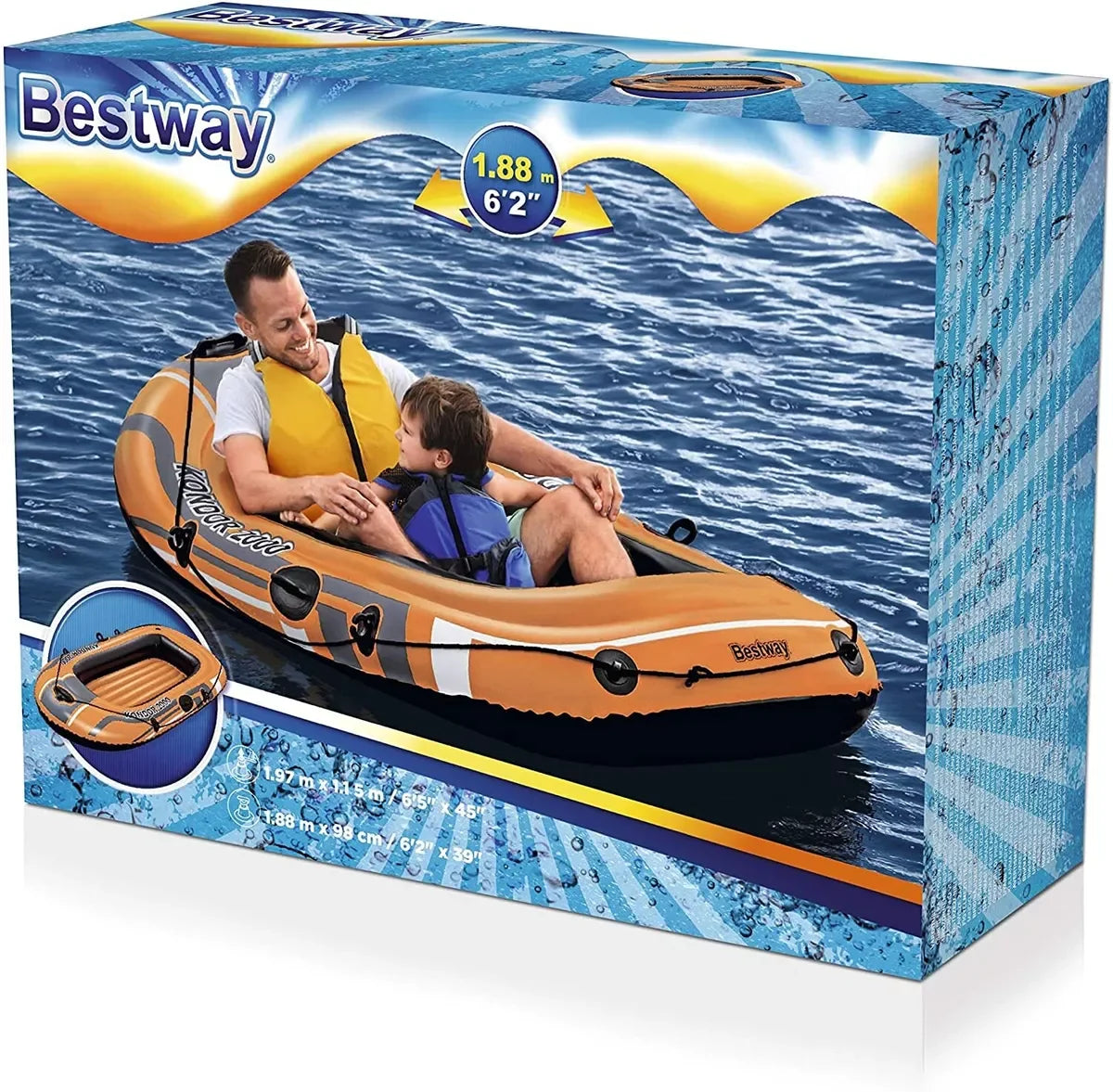 BESTWAY BATEAU GOFLABLE 2 PERSONNES KONDOR 2000 - 71865 - Piscines Geyser