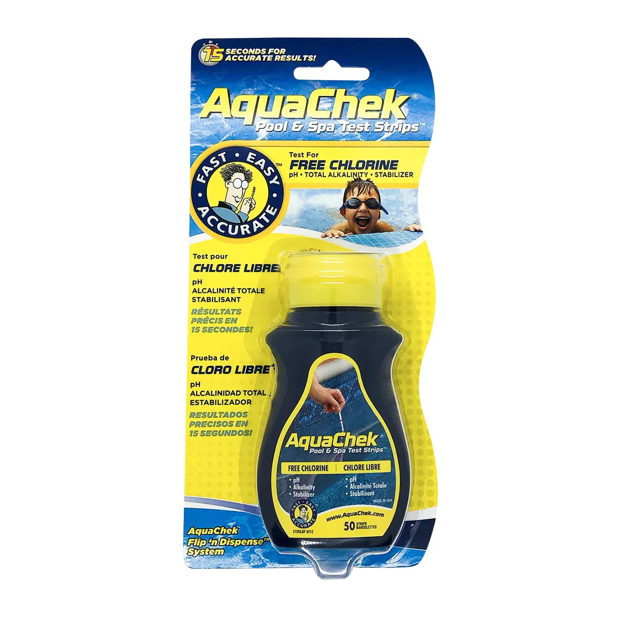 AQUACHECK JAUNE (chlore) - 305121091 - Piscines Geyser