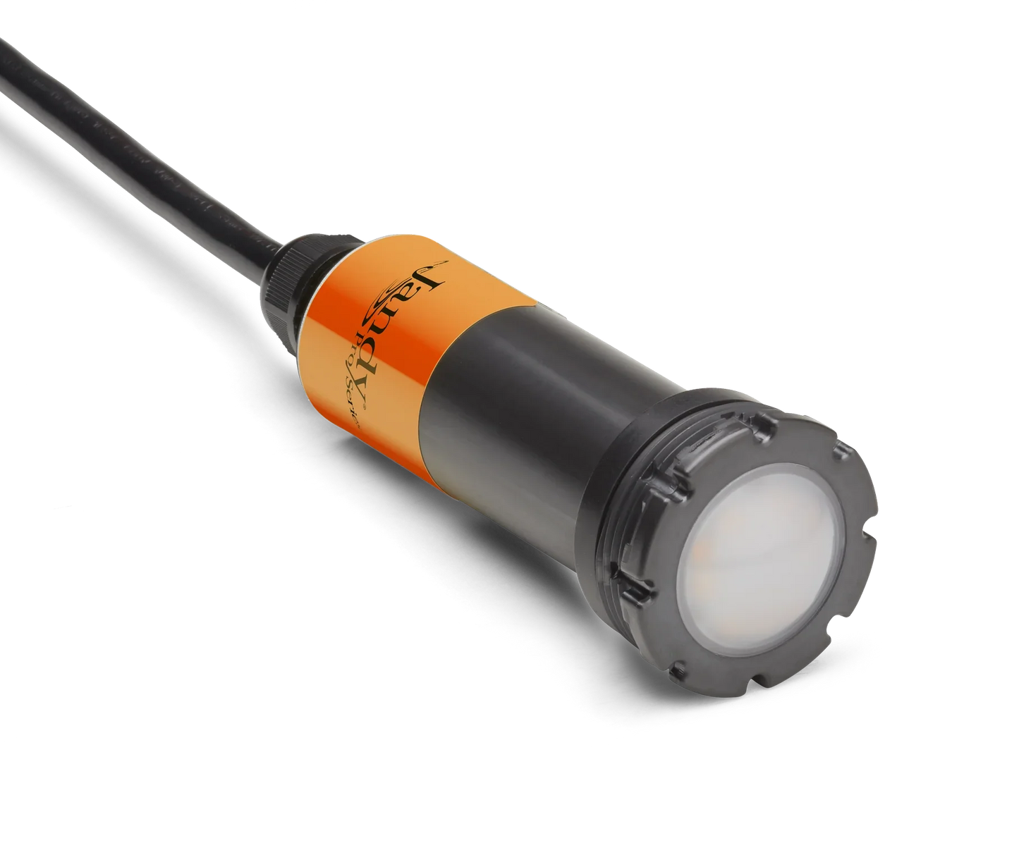 Projecteur LED submersible pour piscine, câble noir, embout orange et gris