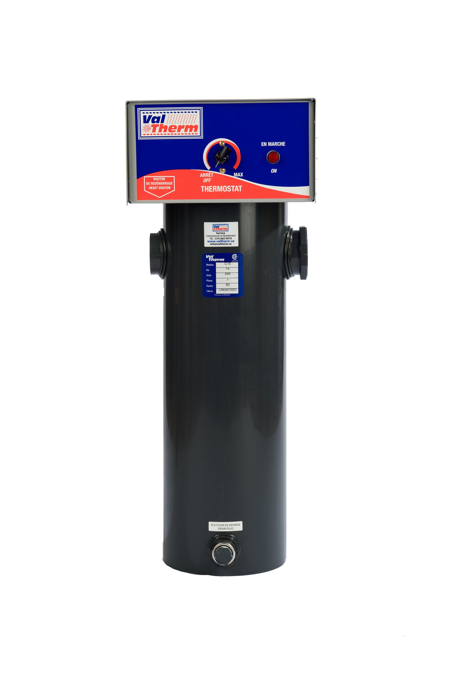 Chauffe-eau de piscine Val-Therm Modèle C Mécanique — 5, 10 ou 15 kW (240 V)