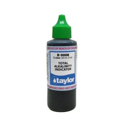 Flacon d’indicateur d’alcalinité pour test d’eau de piscine, bouchon vert.