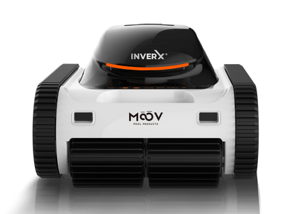 Robot nettoyeur de piscine automatique Moov blanc et noir, idéal entretien piscine