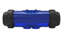 Cellule d’électrolyseur au sel pour piscine, corps bleu transparent et embouts noirs