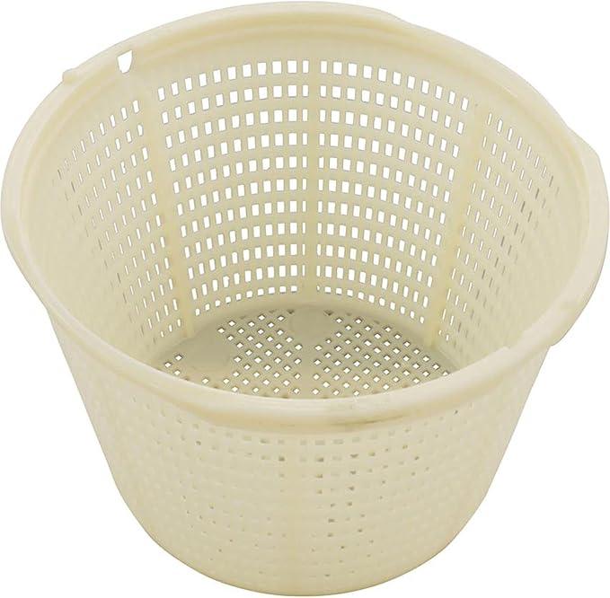 Panier de skimmer de piscine en plastique beige, accessoires d'entretien piscine.