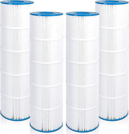 Lot de quatre filtres de piscine cartouche plissée blanche avec embouts bleus
