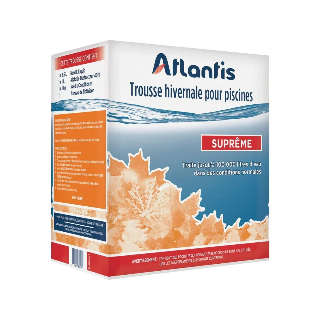 Trousse hivernale pour piscine Atlantis Suprême, traitement jusqu'à 100 000 litres d'eau.