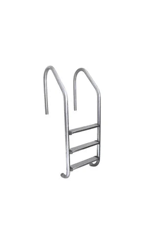 Échelle de piscine en acier inoxydable à trois marches, accessoire pour piscine extérieure.