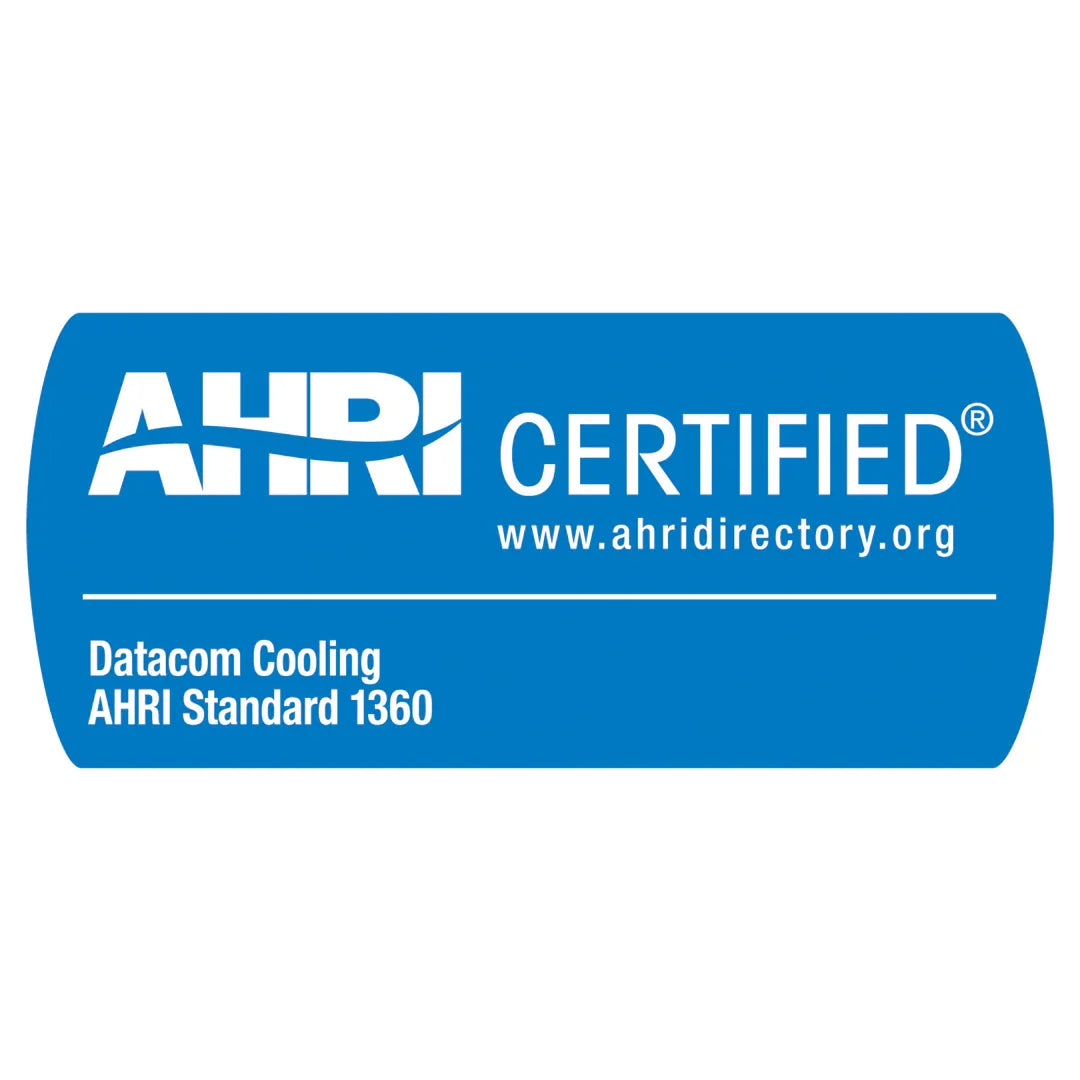 Étiquette AHRI Certified bleu pour refroidissement datacom, norme AHRI 1360, certification.