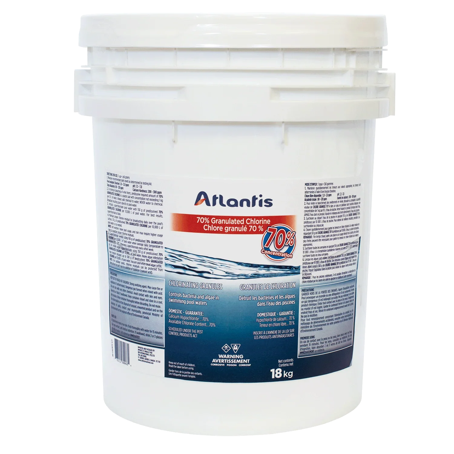 ATLANTIS CHLORE GRANULE  70%  18 KG - Piscines Geyser