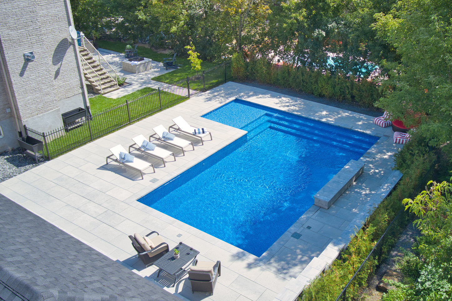 Electric blue inground pool liner