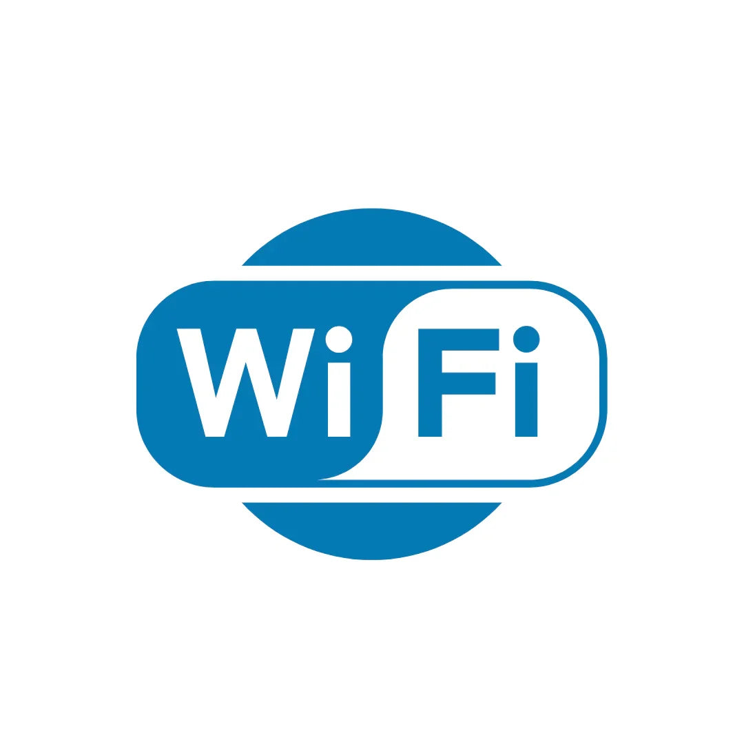 Logo WiFi bleu, symbole de connexion sans fil, fond blanc