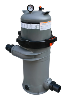 Filtre à cartouche de piscine gris avec manomètre pour entretien piscine