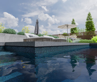 Toile de piscine creusé motif Nebula Stone