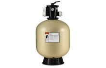 Filtre à sable de piscine beige avec vanne noire et manomètre, équipement d'entretien piscine