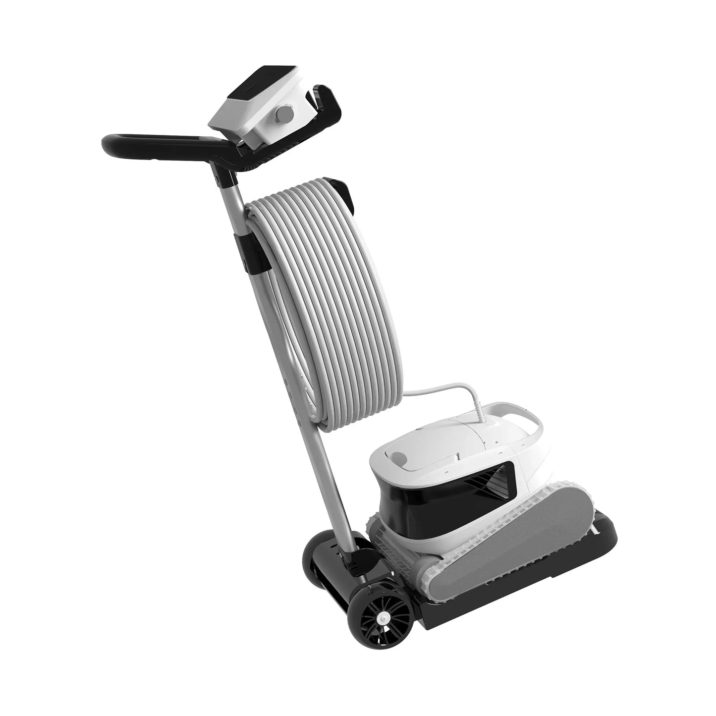 Chariot de transport avec robot électrique pour nettoyage de piscine, câble enroulé