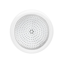 Projecteur LED rond blanc pour piscine, vue de face, éclairage subaquatique moderne