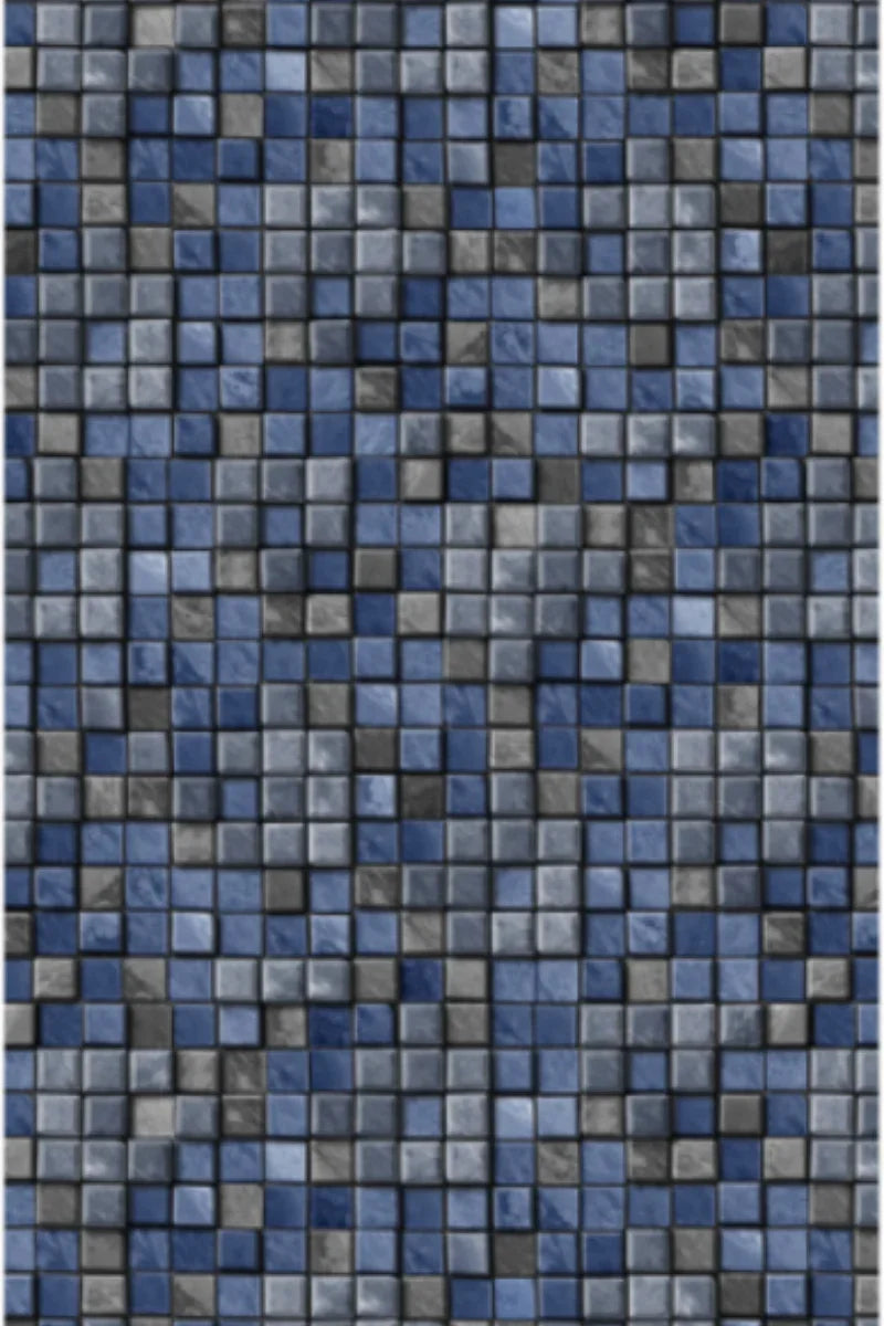 Carrelage mosaïque bleu et gris pour piscine, motif moderne idéal revêtement extérieur.