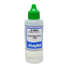 Flacon de 60mL d'acide sulfurique .12N, bouchon vert, réactif pour test piscine