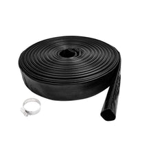 Tuyau plat noir pour piscine avec collier de serrage, accessoire entretien piscine