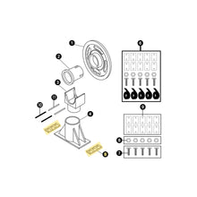 Schéma d’un kit de pièces détachées pour piscine, incluant buses, raccords et fixations
