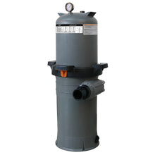 Filtre à cartouche gris pour piscine avec manomètre, adapté à l’entretien de piscines