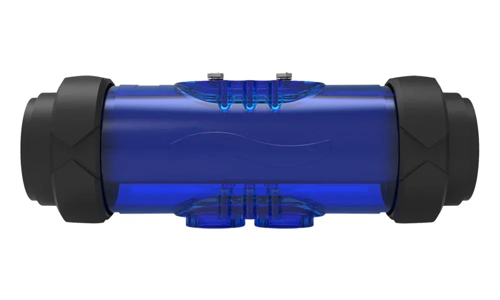 Cellule d’électrolyseur au sel bleue, accessoire pour piscine, vue de face
