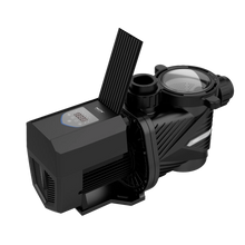 Pompe de piscine noire avec écran digital, équipement pour entretien piscine