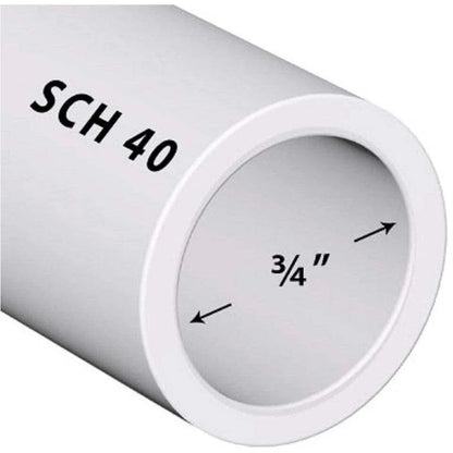 Tube PVC blanc SCH 40 diamètre 3/4 pouce, tuyauterie pour piscine ou plomberie extérieure