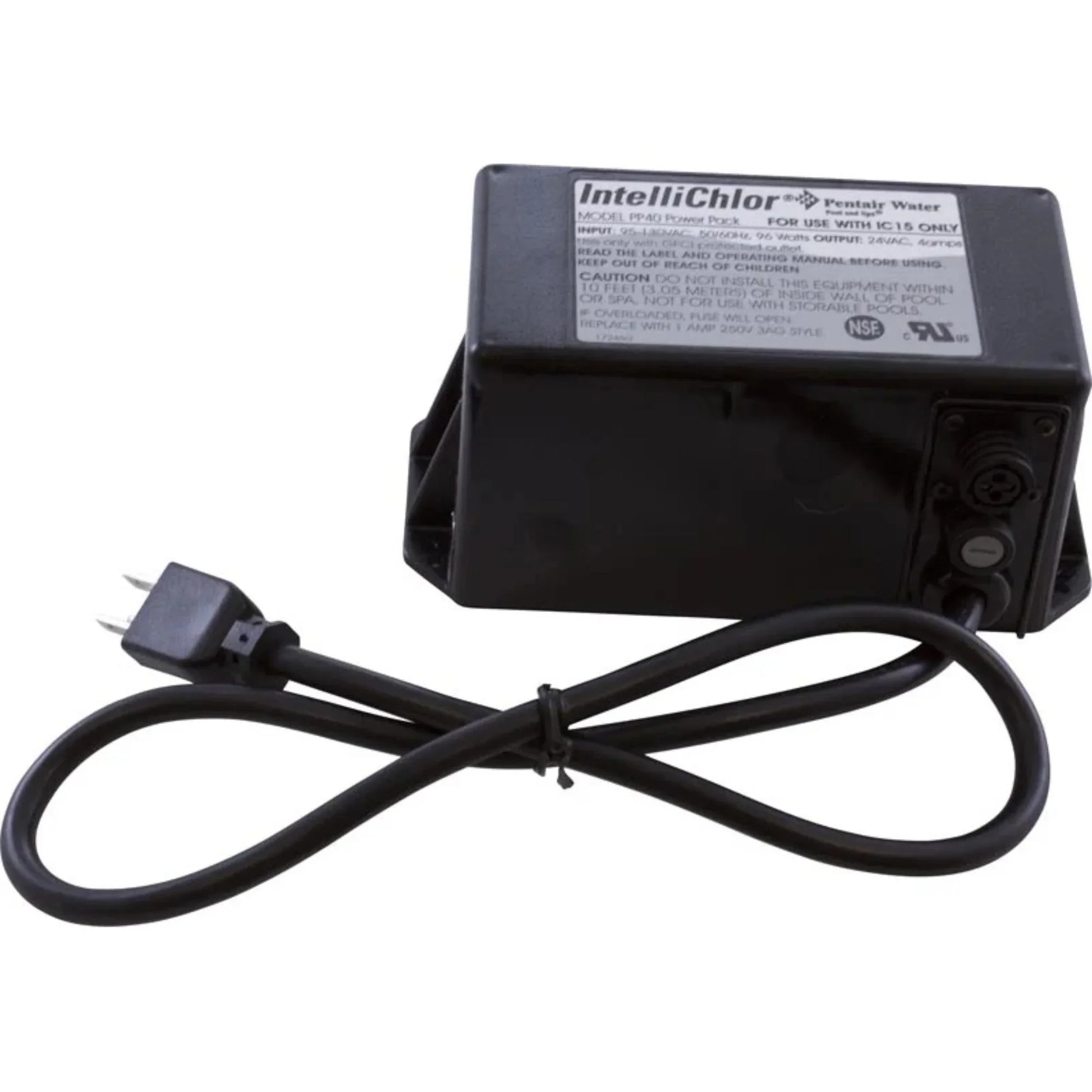 Bloc d’alimentation noir pour électrolyseur de piscine avec câble électrique