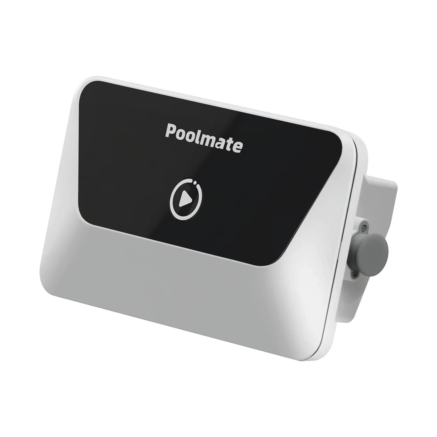 Boîtier électronique Poolmate pour piscine, couleur blanche, bouton sur le côté.