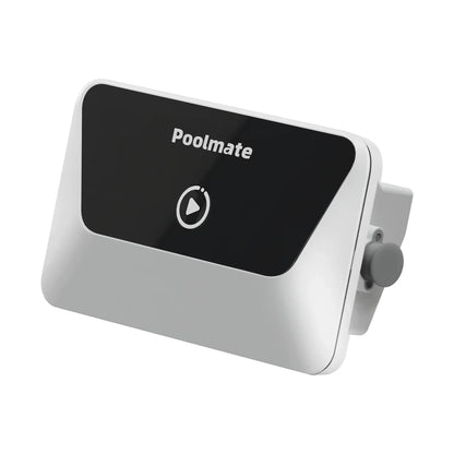 Boîtier électronique Poolmate pour piscine, couleur blanche, bouton sur le côté.