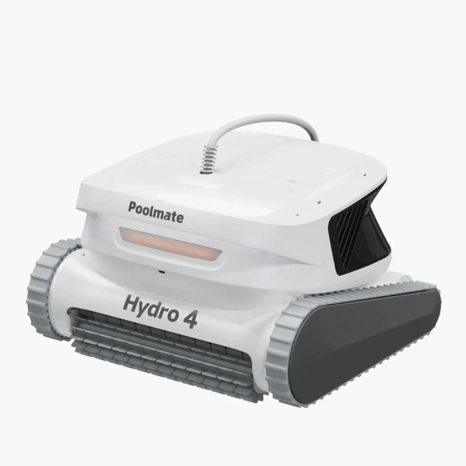 Robot nettoyeur de piscine Poolmate Hydro 4 blanc, design compact, chenilles grises