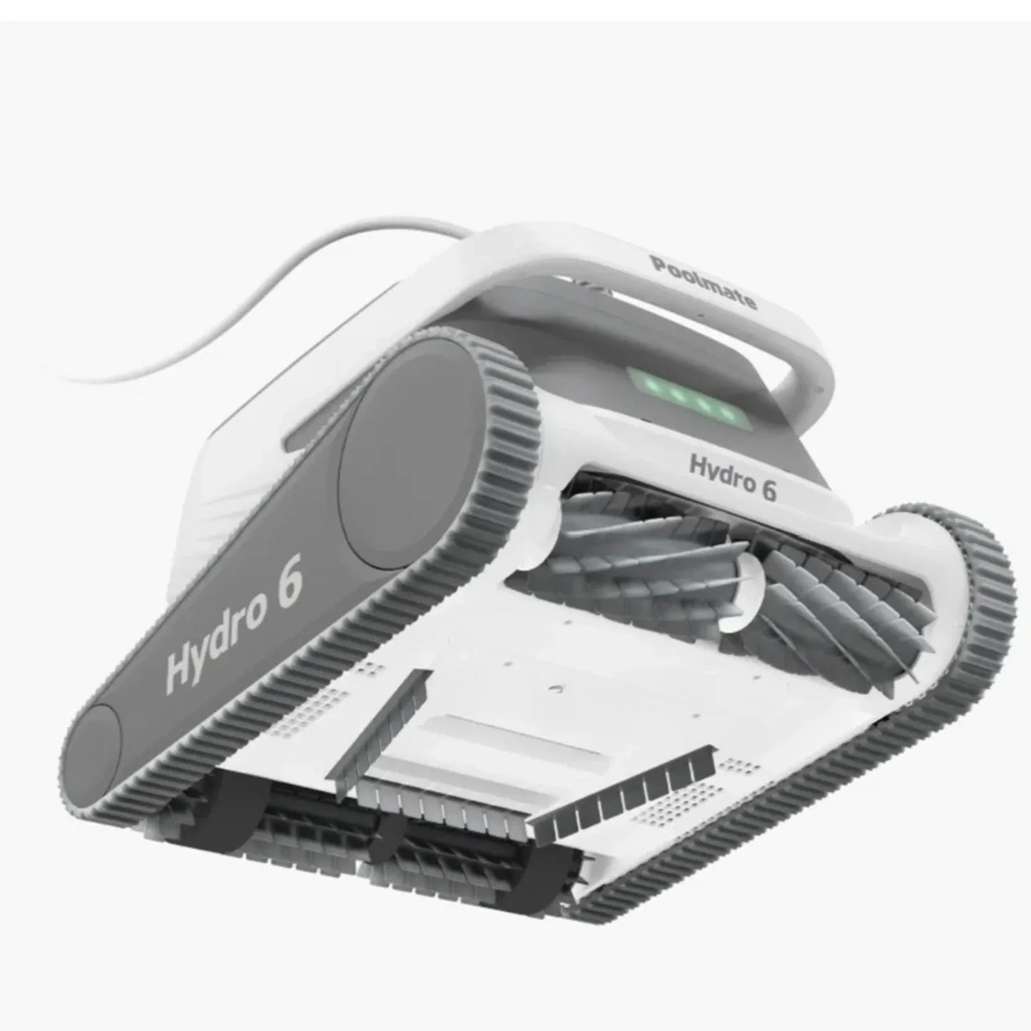 Robot nettoyeur de piscine Hydro 6 sur chenilles, vu en gros plan, pour entretien piscine