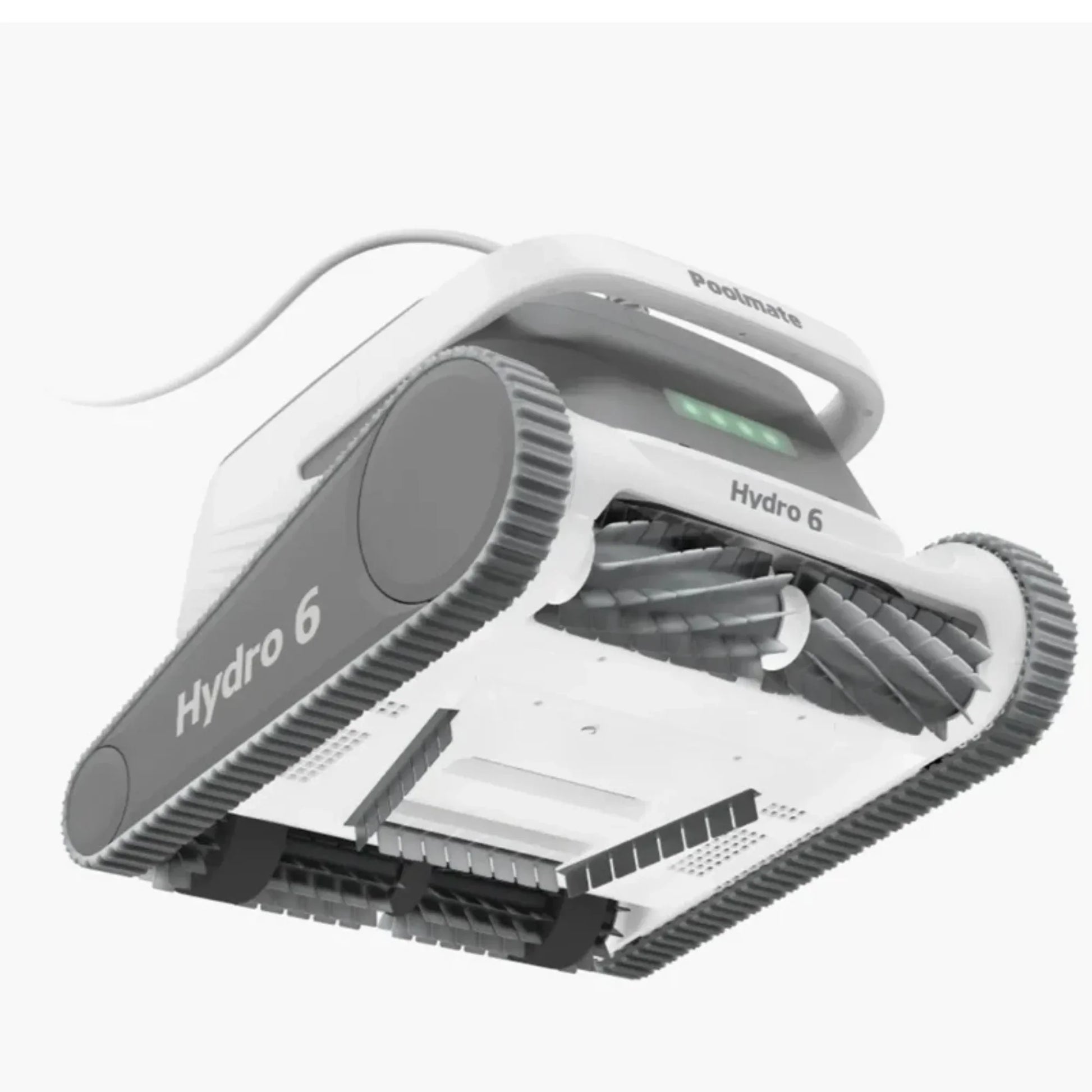 Robot nettoyeur de piscine Hydro 6 sur chenilles, vu en gros plan, pour entretien piscine