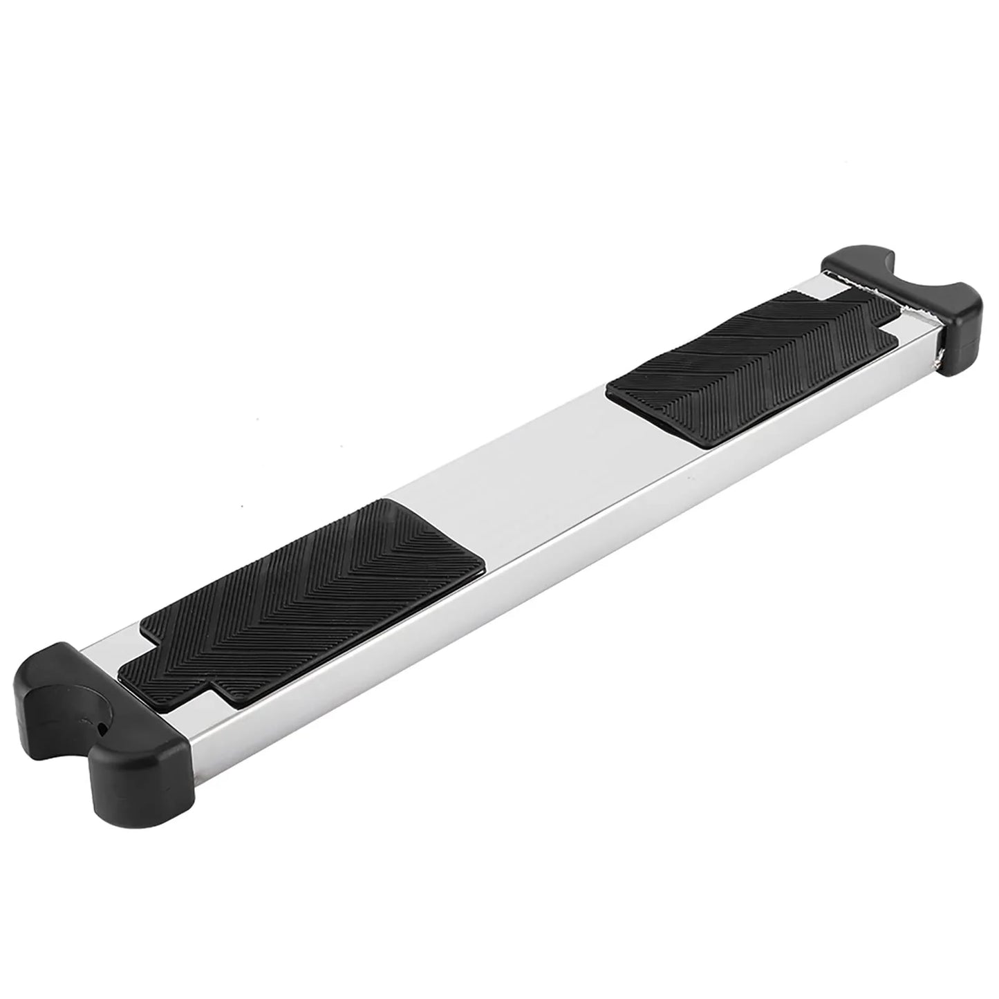 Marche d'escalier de piscine en inox avec surface antidérapante noire, accessoire sécurité
